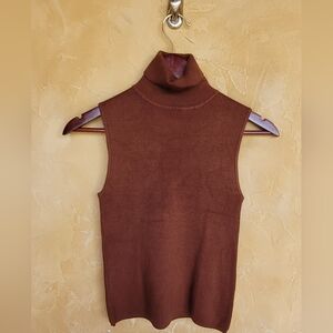 Sleeveless Turtleneck Silk Blend Sweater. Rust Brown, Rare Find. Vintage  90s